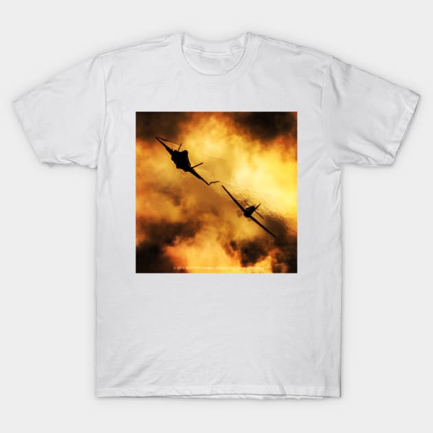 P-51 Mustang And F-35A USAF Heritage Flight Sunset T-Shirt by acefox1